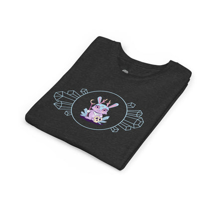 Pastel Jackalope with Crystals Youth Tee | Cute Cryptid Design