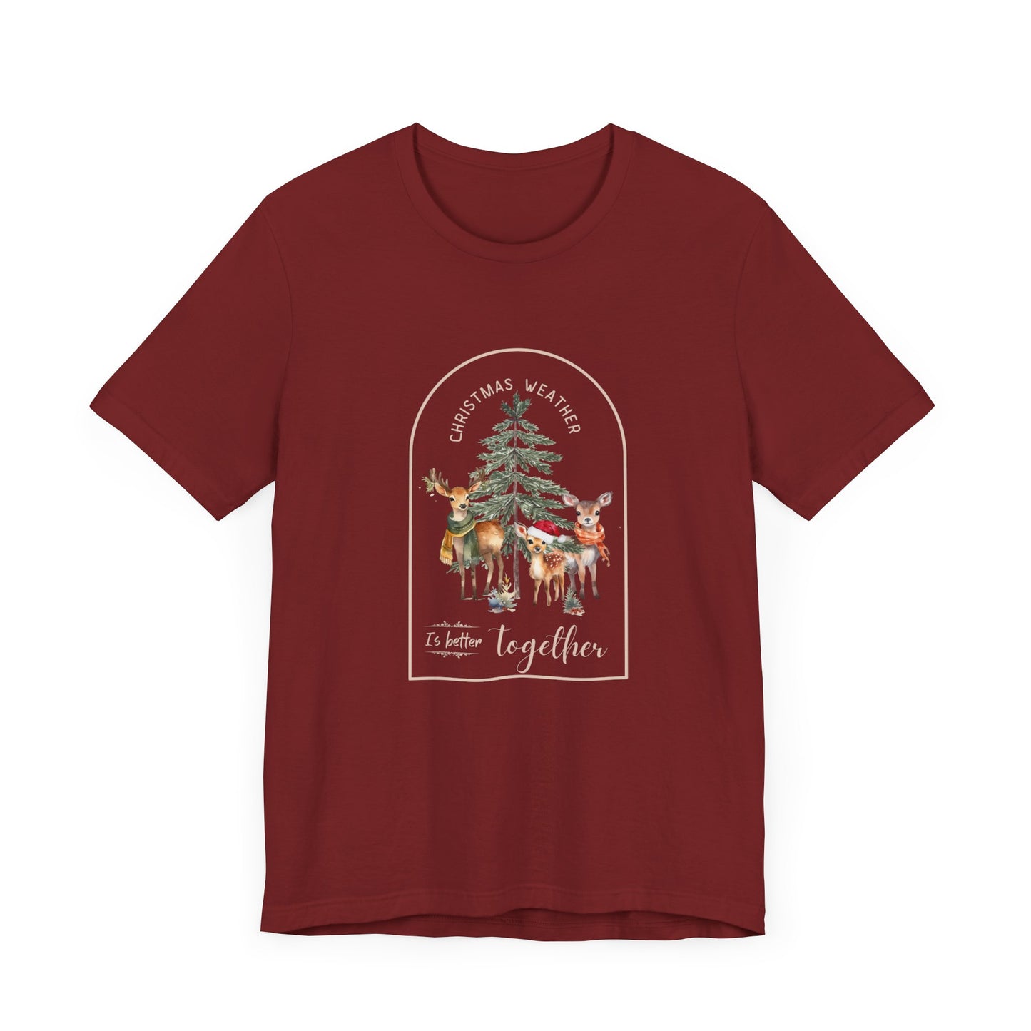 Christmas Deer Family Graphic Tee - Cozy Airlume Cotton Blend - Unisex Fit