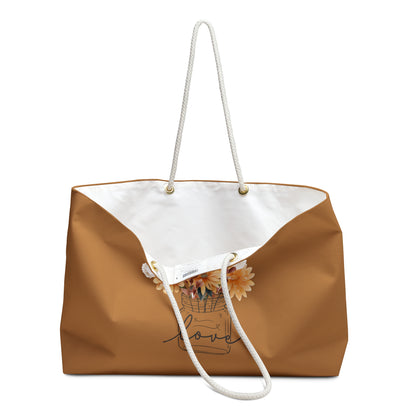 Show Yourself More Love Tote Bag - Oversized Weekender - Positive Energy - Spun Polyester - Cream Lining