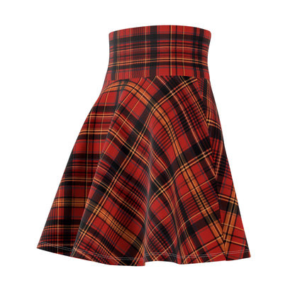 Stylish Pumpkin Tartan Women's Skater Skirt - Handcrafted by https://croigormllc.com