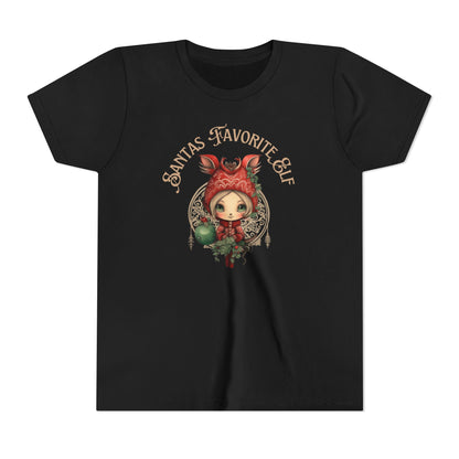 Keep the Christmas Spirit Alive with Santa's Favorite Elf Youth Tee - Soft and Sustainable Fabric