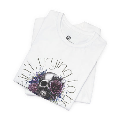 Floral Skull Illustration T-Shirt | Moon Phases Graphic Tee