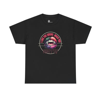 Neon Vamp Mouth Illustration T-Shirt | 'I Love the Sound When You Shut Up'