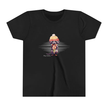 Merry Trashmas Raccoon Youth Short Sleeve Tee - Perfect for Cold Weather!
