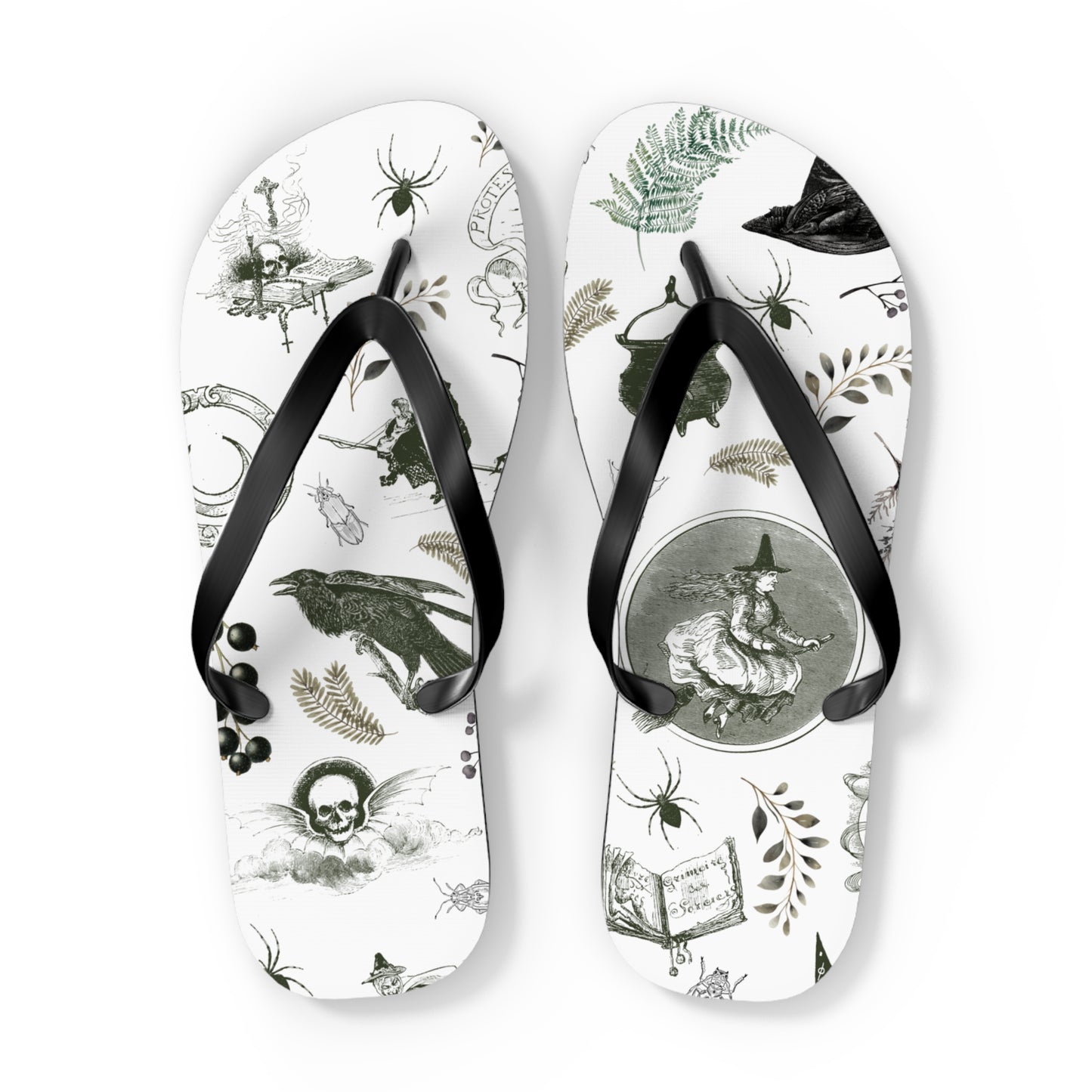 Magic Underfoot: Witch Cauldron Design Flip Flops for All-day Comfort