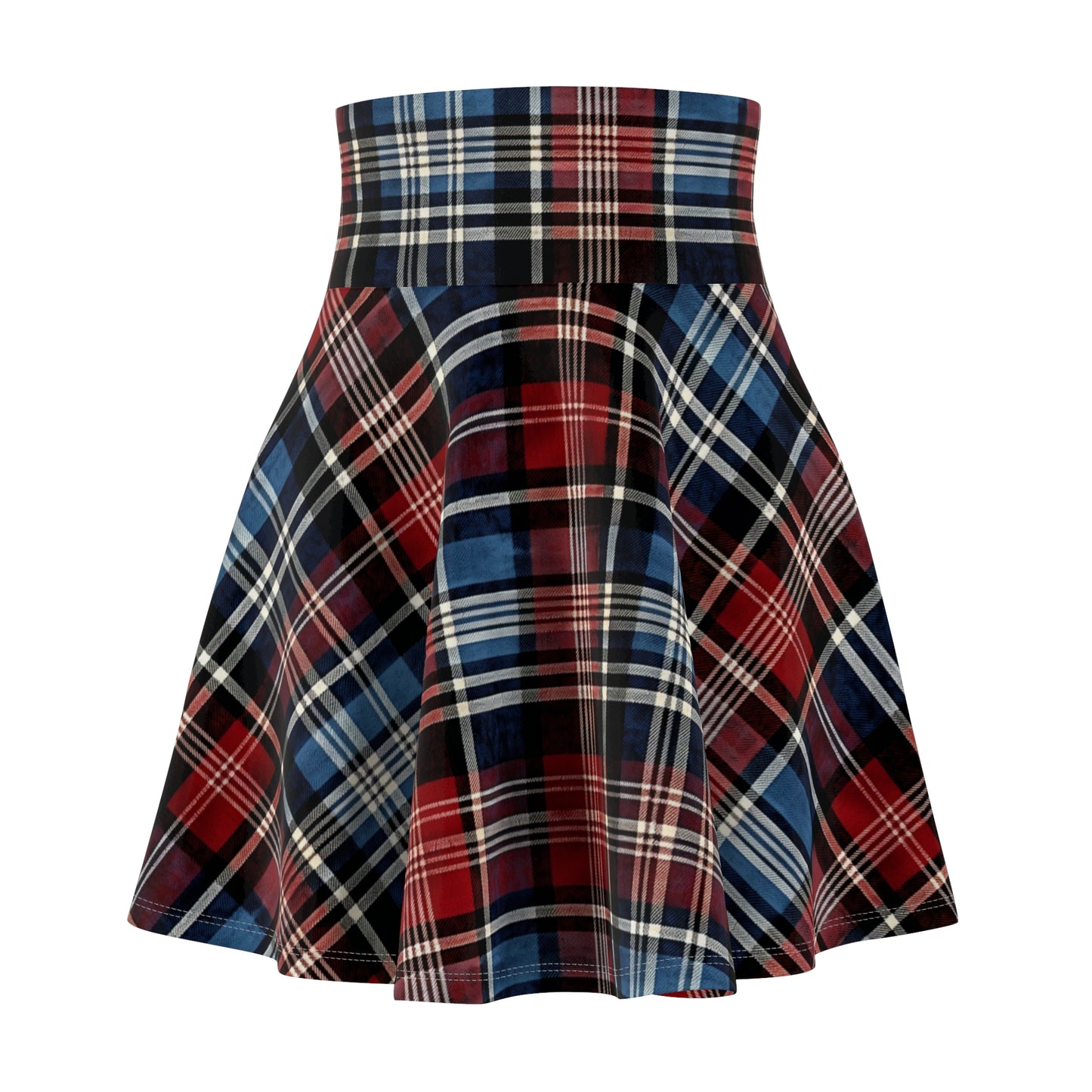 Red, White, and Blue Fourth of July Tartan Women's Skater Skirt - Made in the USA
