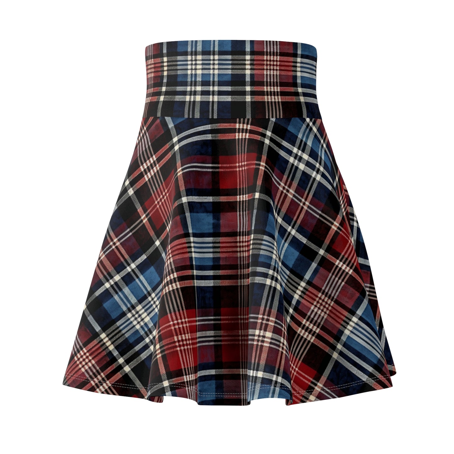 Red, White, and Blue Fourth of July Tartan Women's Skater Skirt - Made in the USA