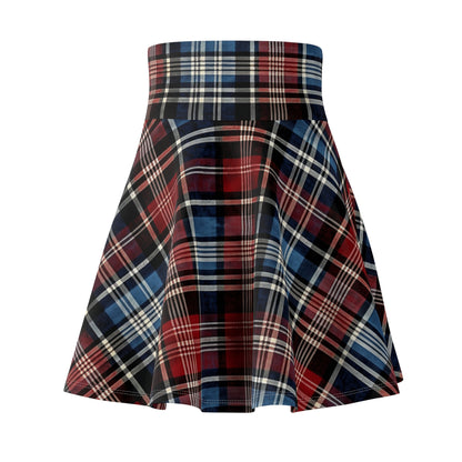 Red, White, and Blue Fourth of July Tartan Women's Skater Skirt - Made in the USA