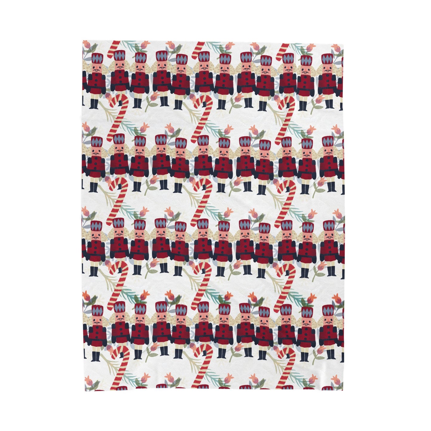 Snuggle up in Holiday Style - Candy Canes and Nutcrackers Velveteen Plush Blanket | Christmas Gift Idea