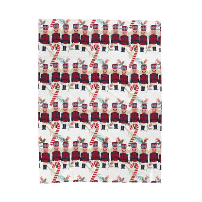 Snuggle up in Holiday Style - Candy Canes and Nutcrackers Velveteen Plush Blanket | Christmas Gift Idea