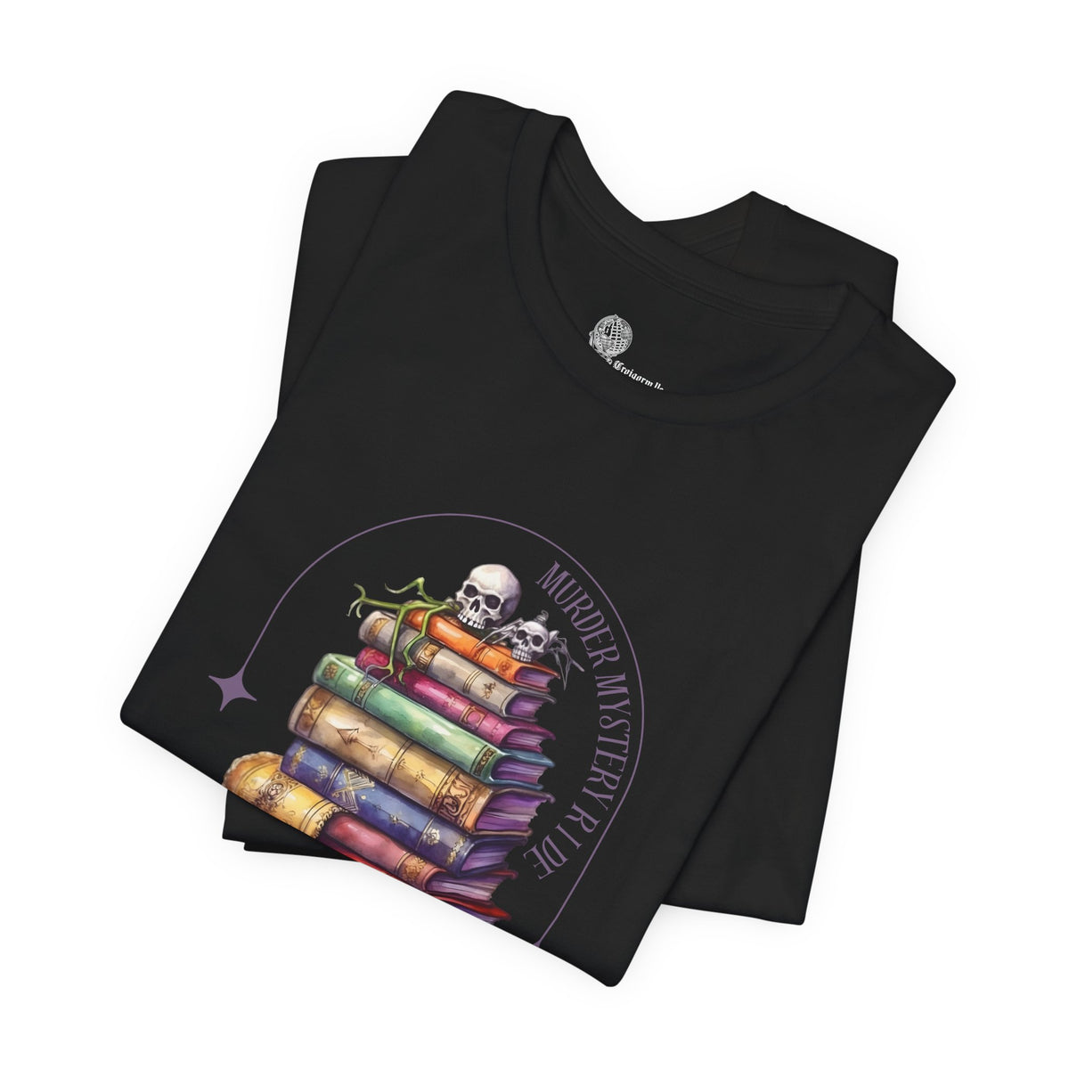 Stack of Spellbooks with Skull tee | Witchy Books T-Shirt