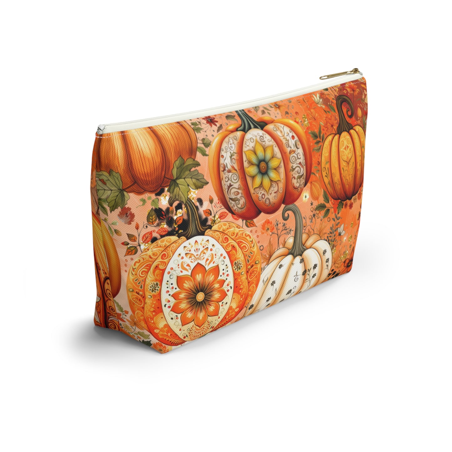 Thanksgiving Pumpkin Pouch - Versatile T-bottom Accessory Bag - Travel & Organization - Durable Material