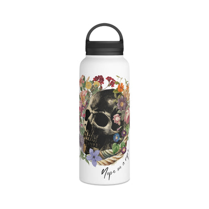 Floral Skull Illustration Stainless Steel Water Bottle | Handle Lid