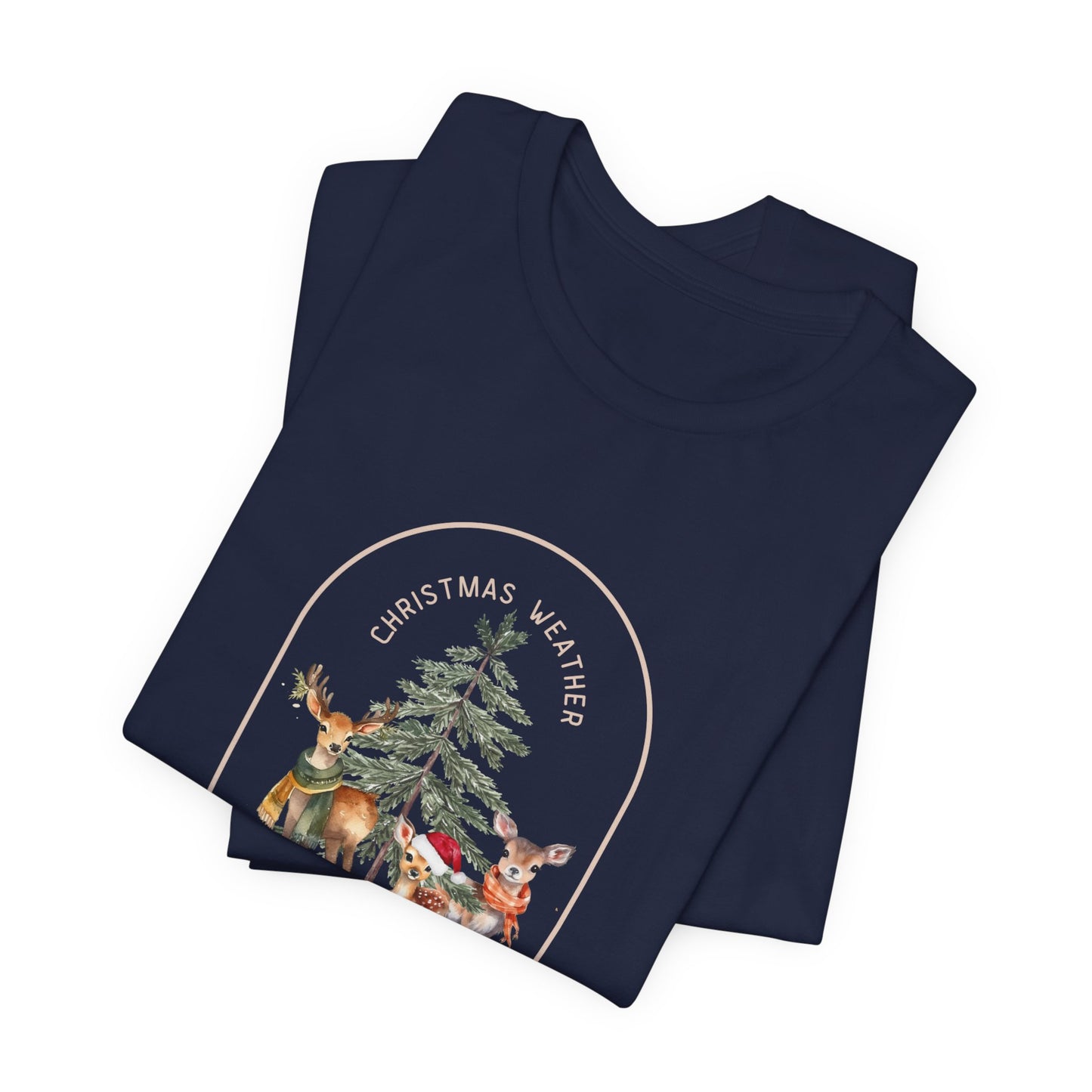 Christmas Deer Family Graphic Tee - Cozy Airlume Cotton Blend - Unisex Fit