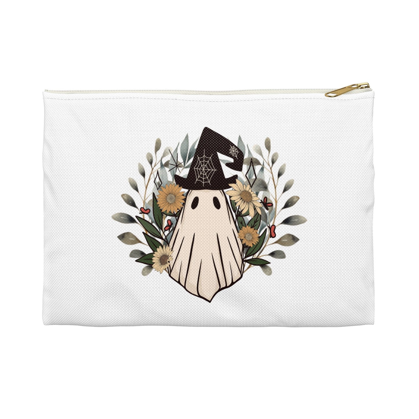 Vintage Style Ghost Print Pencil Case - Retro Accessory Pouch