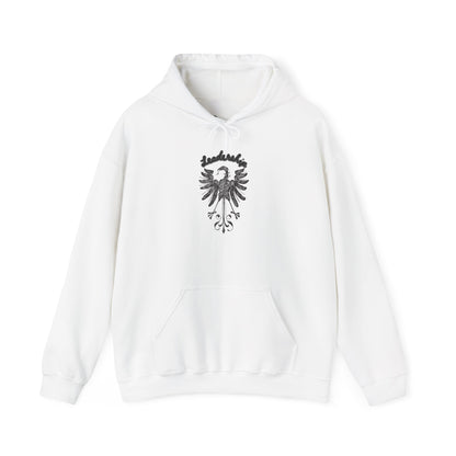Black Heraldic Eagle crest Hoodie | Inspirational back text hoodie