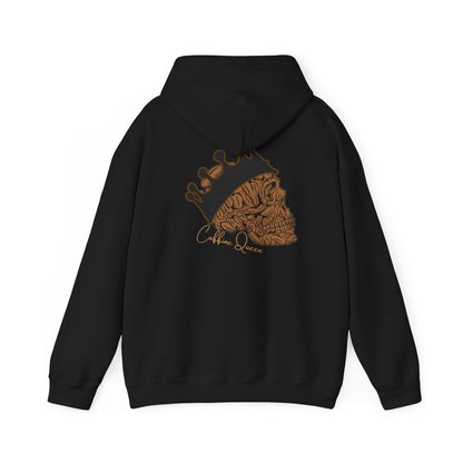 Skull Caffine Queen Illustration Hoodie | Crowned Skull Back Print