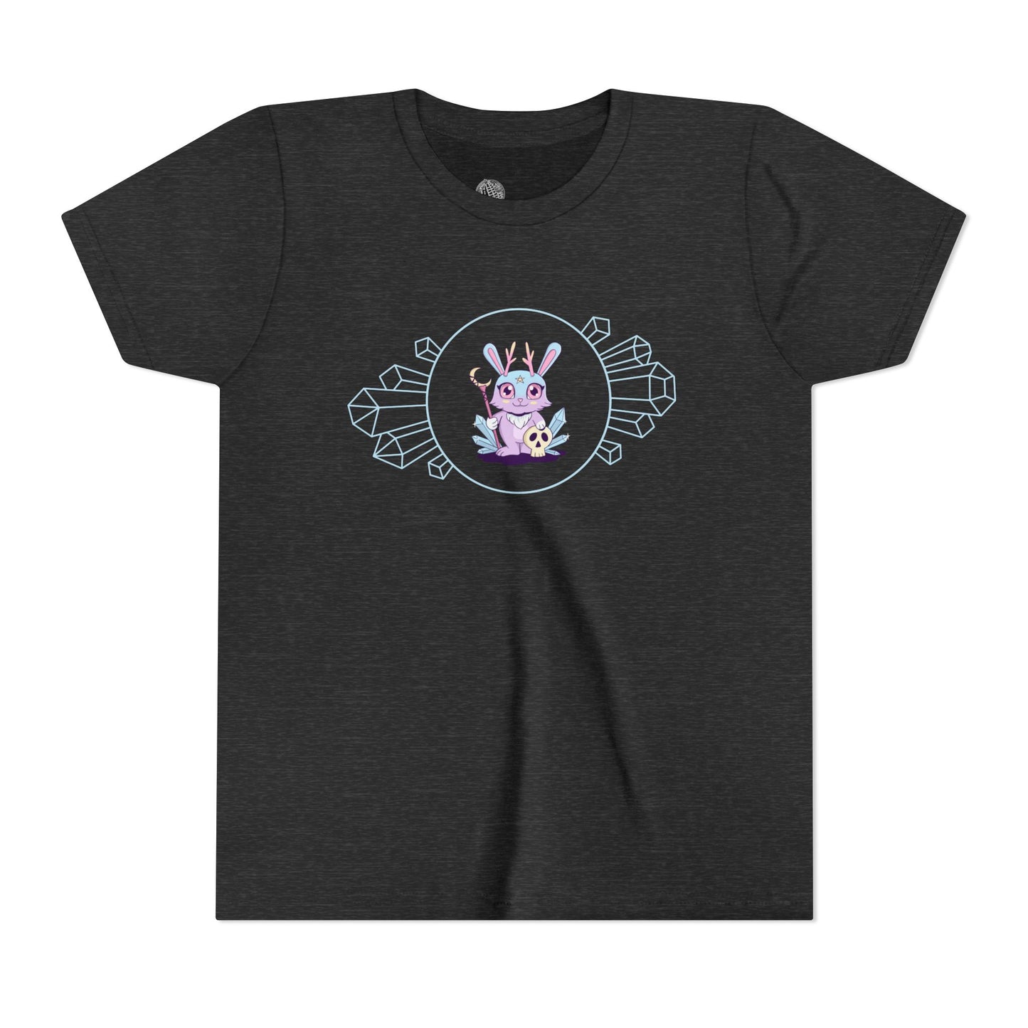 Pastel Jackalope with Crystals Youth Tee | Cute Cryptid Design