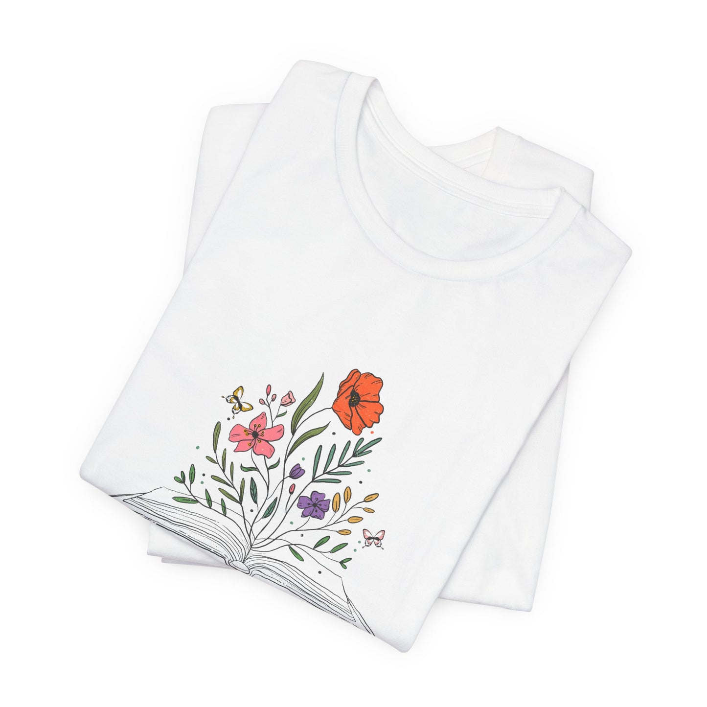 Knowledge Blossoms Tee | Book Lover's Unisex T-Shirt | Floral Design