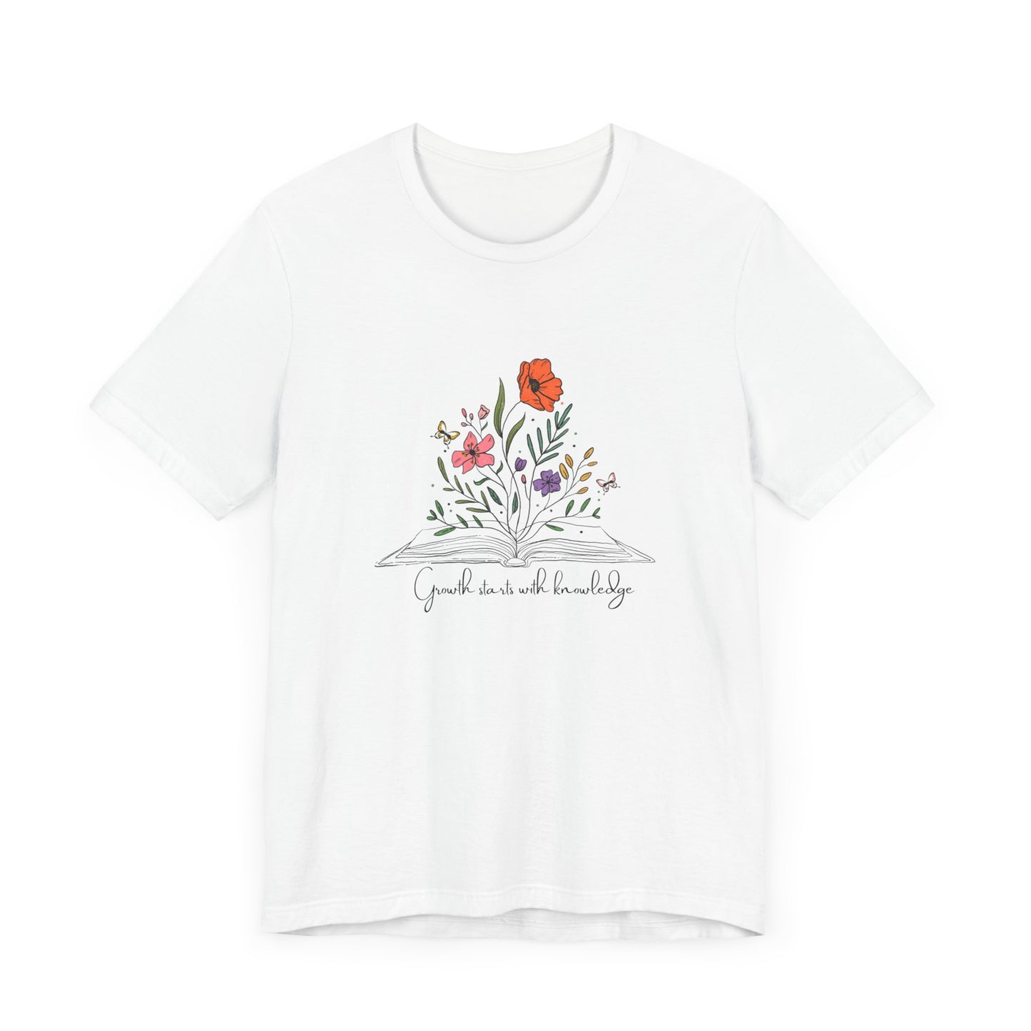 Knowledge Blossoms Tee | Book Lover's Unisex T-Shirt | Floral Design