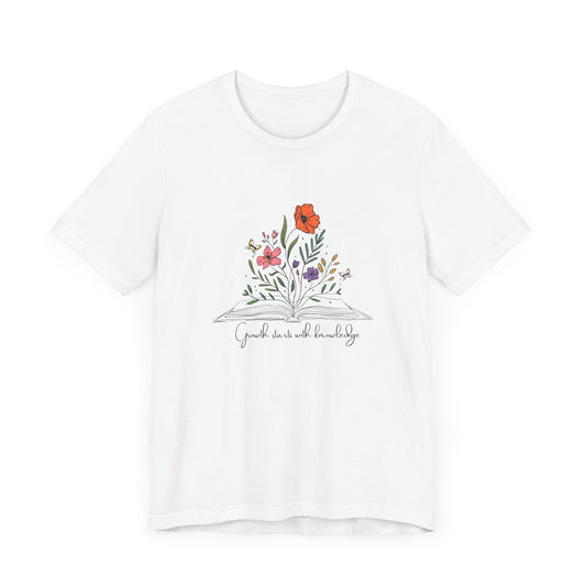 Knowledge Blossoms Tee | Book Lover's Unisex T-Shirt | Floral Design