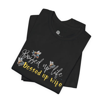 Bossed Up Wife Tee | Floral Bee Script Design