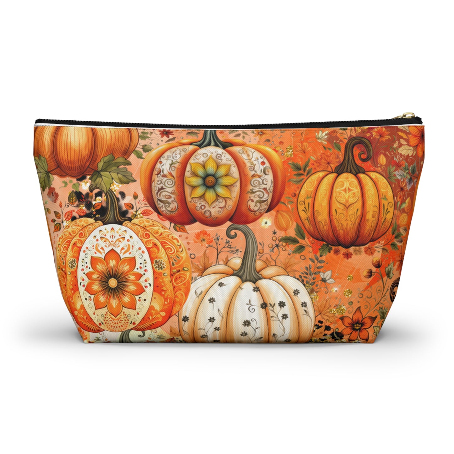 Thanksgiving Pumpkin Pouch - Versatile T-bottom Accessory Bag - Travel & Organization - Durable Material