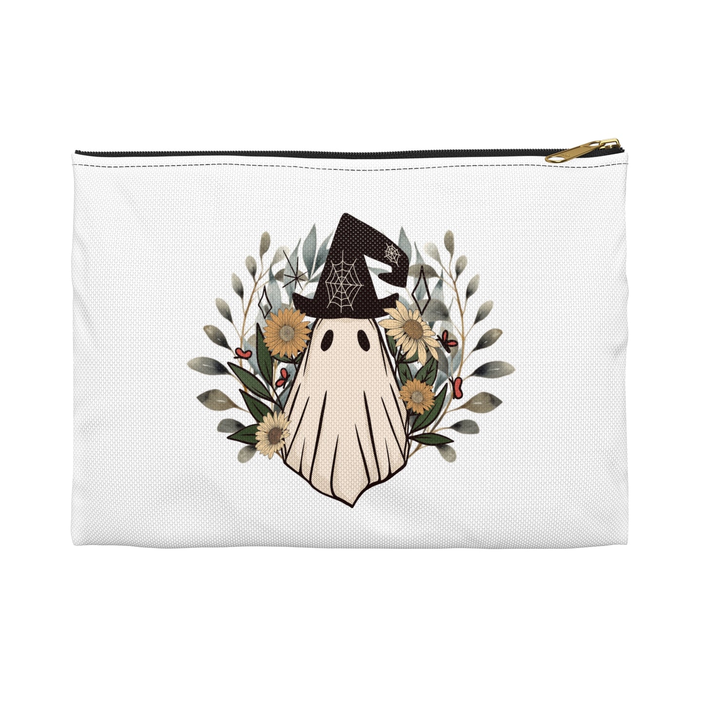 Vintage Style Ghost Print Pencil Case - Retro Accessory Pouch