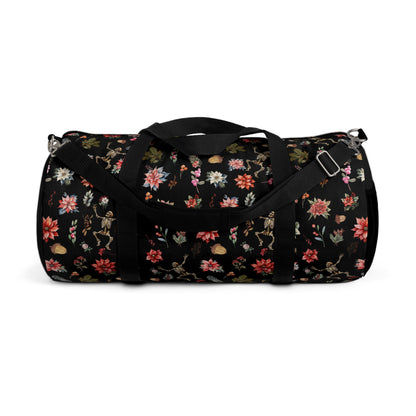 Skeleton and Poinsetta Christmas Duffle Bag - Lightweight Custom Printed Gym Bag for Holiday Cheer