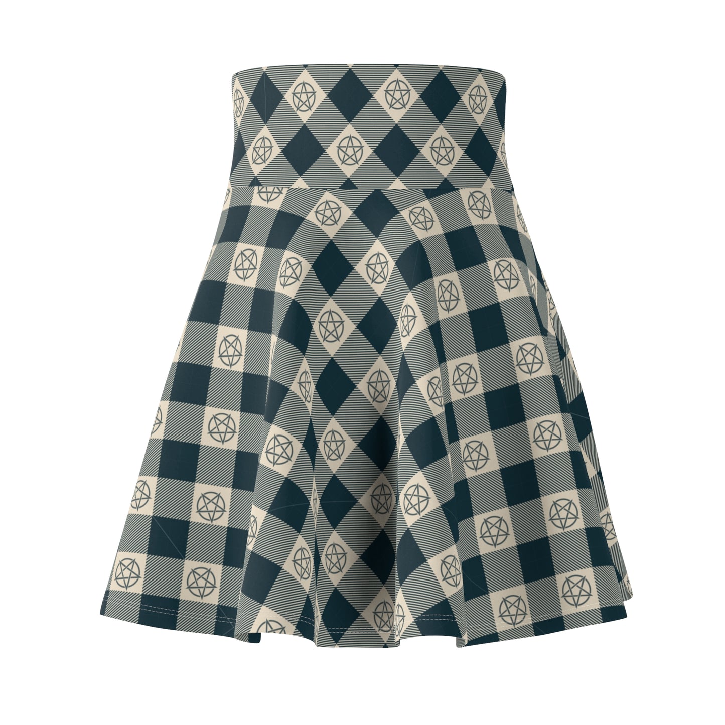 Pentagram Tartan Women's Skater Skirt - Cozy, Versatile and Perfect for Everyday