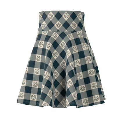 Pentagram Tartan Women's Skater Skirt - Cozy, Versatile and Perfect for Everyday