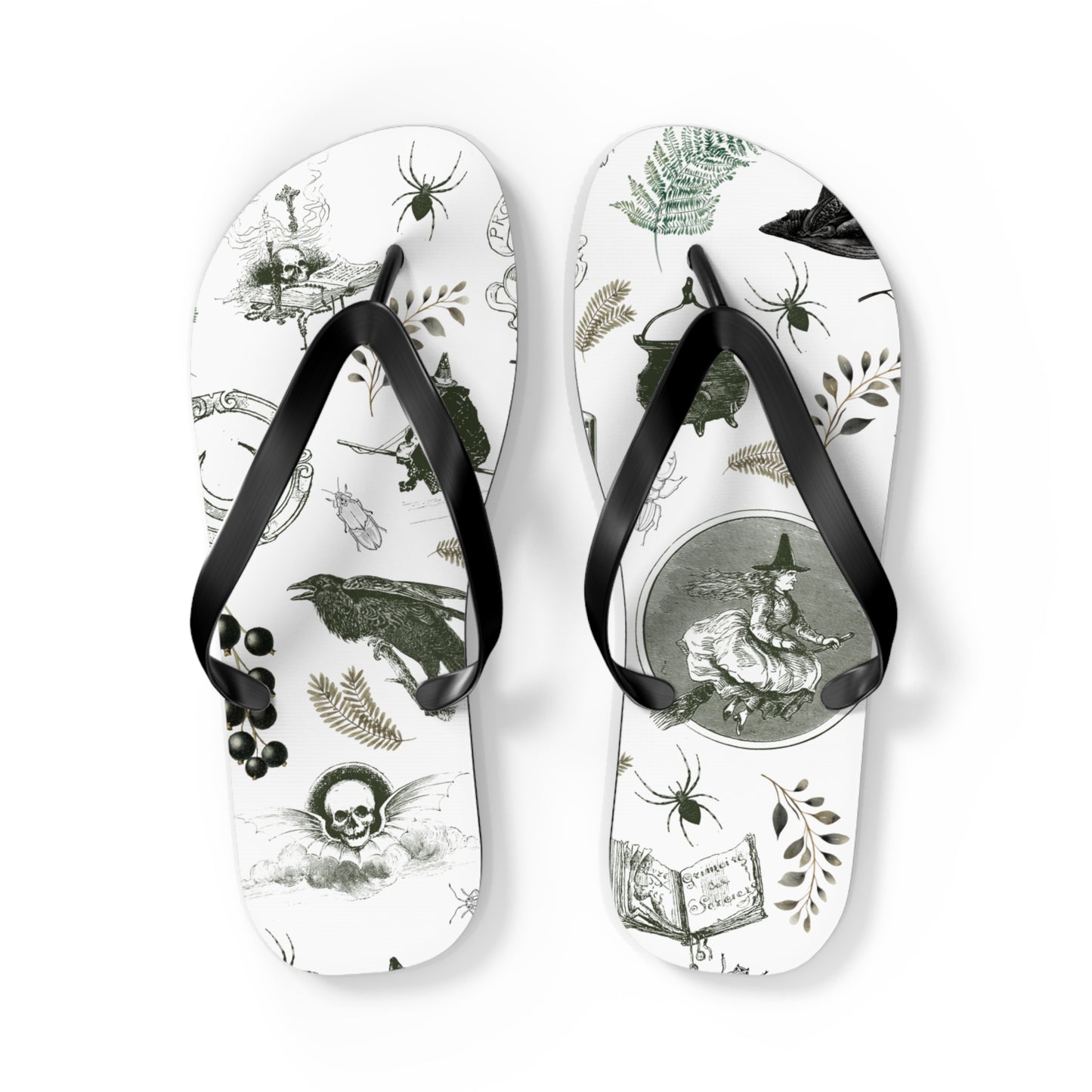 Magic Underfoot: Witch Cauldron Design Flip Flops for All-day Comfort