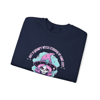 Skull Witch Illustration Crewneck Sweatshirt | Pastel Goth Halloween