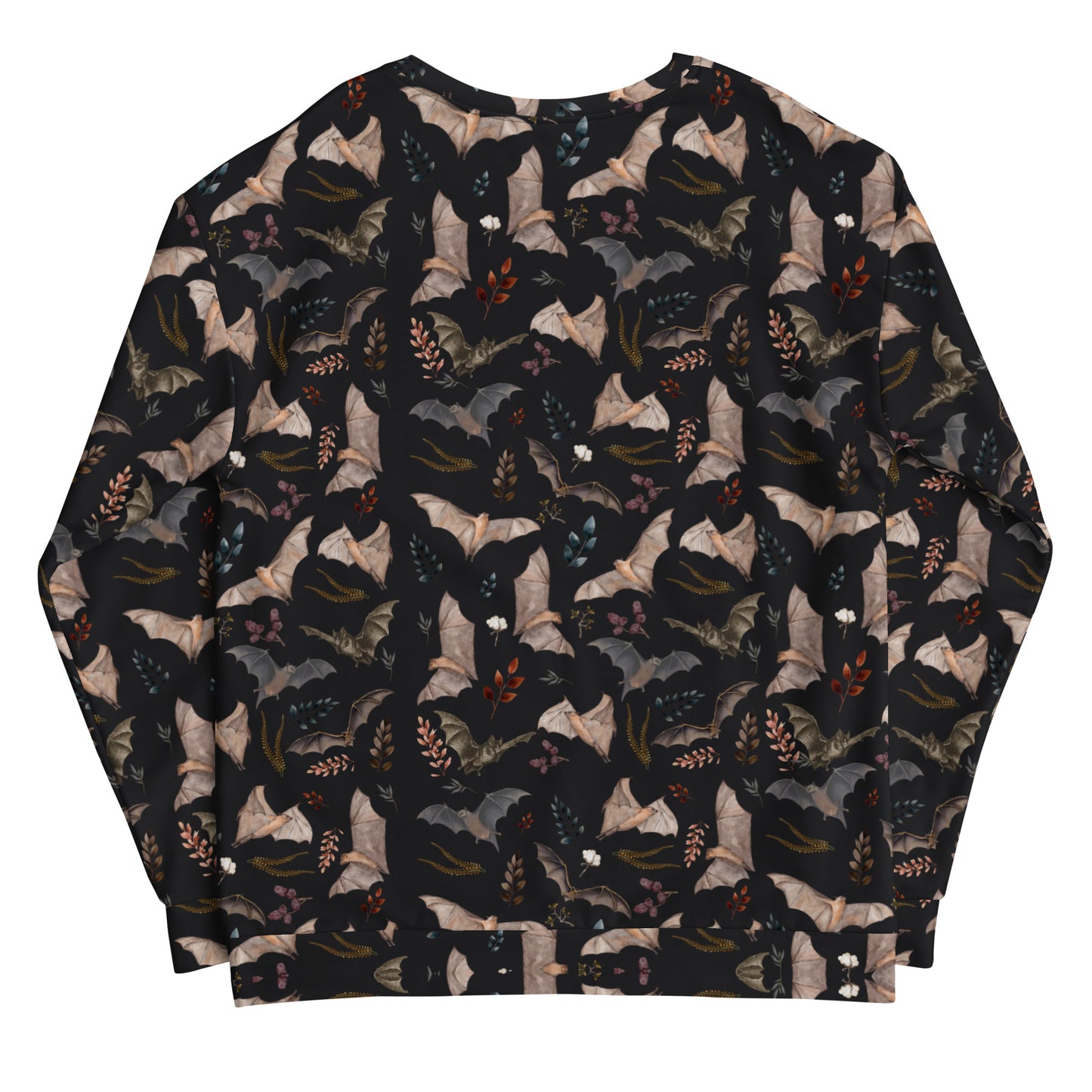 Nature-Inspired Sweatshirt with Bats and Branches - Soft Brushed Fleece Interior - Eco-Friendly Fabric